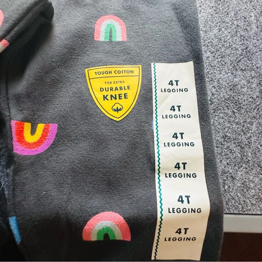 🍏 Cat & Jack Charcoal Colorful Rainbow Print Kids Leggings – NWT – 4/$20 🍏 - Picture 4 of 5